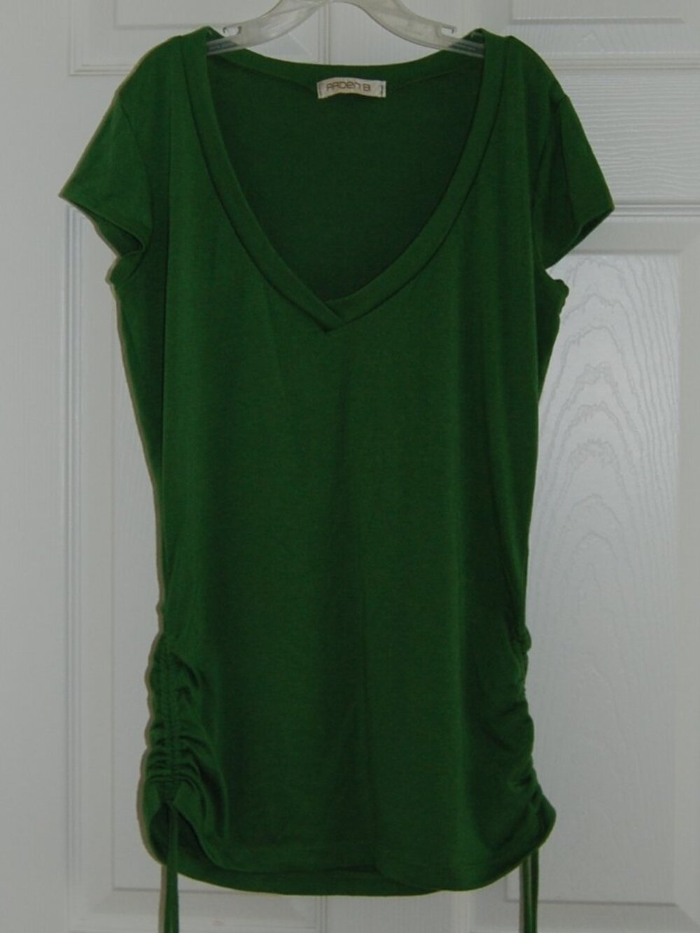 Arden B Green Ruched Rayon Top, Women Size M